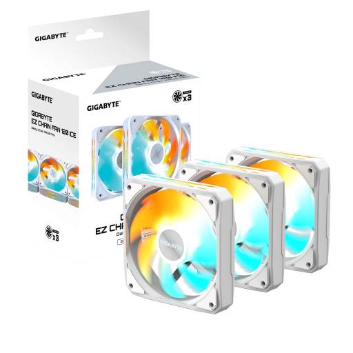 Fan Cooler Gigabyte EZ Chain 120 ICE ARGB Blanco (KIT 3 Unidades)