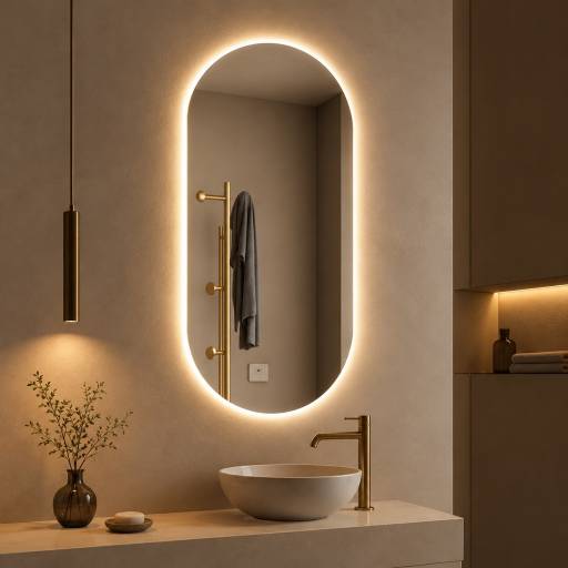 Espejo Oval Led de Pared con Desempa�ador 50x80 cm
