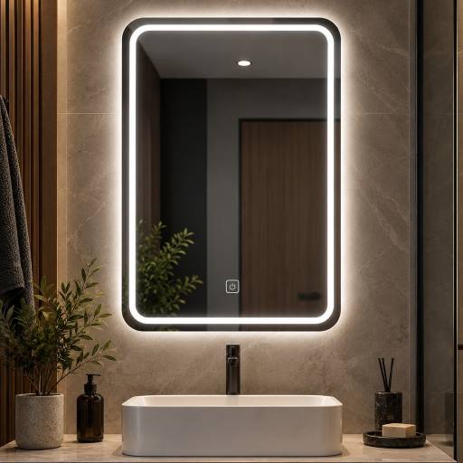 Espejo Rectangular Led de Pared con Desempa�ador 80x60 cm