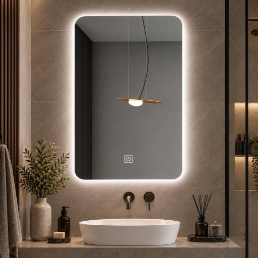 Espejo Rectangular Led de Pared con Desempa�ador 80x60 cm