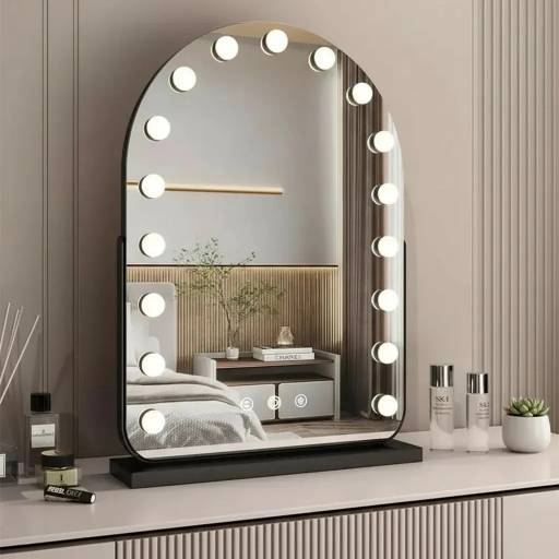 Espejo de Tocador Led Dise�o Curvado 3 Tonos de Luz 40x55 cm