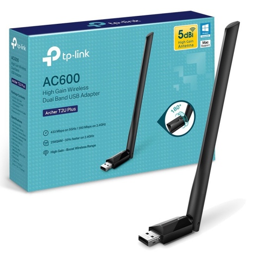 Adaptador Wifi USB TP-LINK Archer T2U PLUS  Dual Band AC600 Alta Ganancia