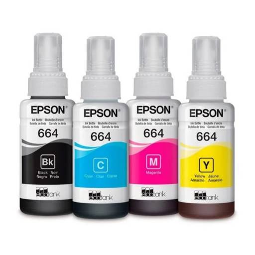 Pack de 4 Botellas de Tinta Epson T664 L350/L355/L380 y M�s