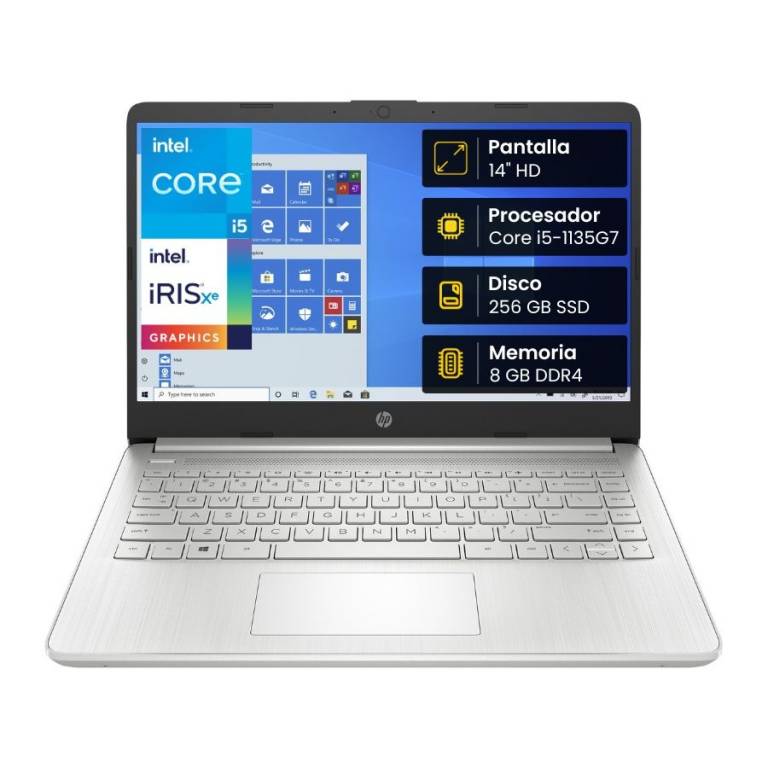 Notebook HP 14-DQ2030LA, Core i5-1135G7, 8GB, 256SSD, 14 HD, Win 11