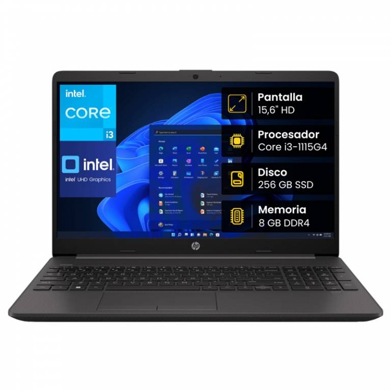 Notebook HP 250 G8, Core i3-1115G4, 8GB, 256SSD, 15,6 HD, Win 11 Pro