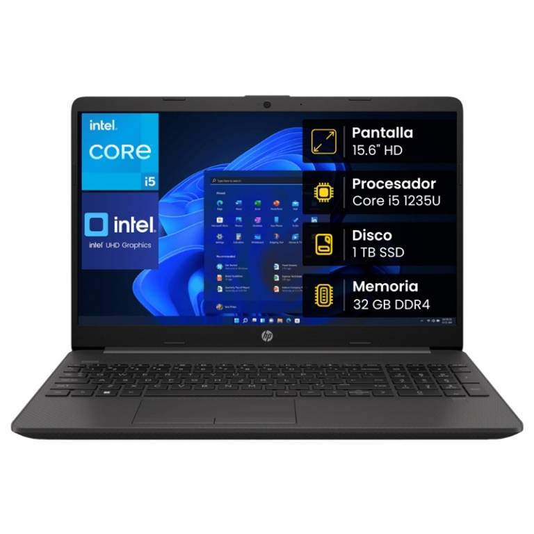 Notebook HP 250 G9 Core i5-1235U 32GB 1TB SSD 15.6 HD Win 11 Pro