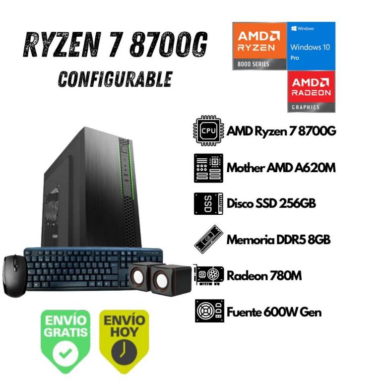Equipo PC AMD Ryzen 7 8700G 8GB 240GB SSD (Configurable)