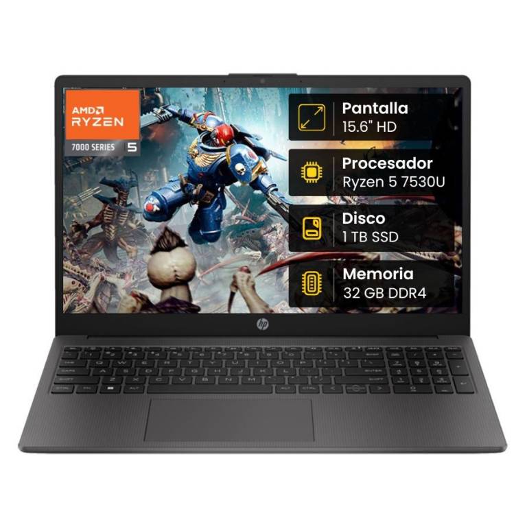 Notebook HP 255 G10 Ryzen 5 7530U 32GB 2TB SSD 15.6 HD Win 11