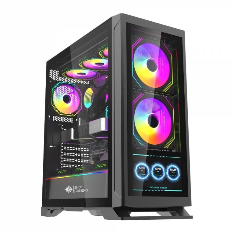 Gabinete Gamer Shot SUP-901C con Display Vidrio Templado (Sin Fuente) 