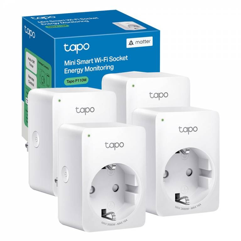 Enchufe Inteligente TP-LINK TAPO P110M WiFi Medidor Consumo (Kit 4 Unidades)