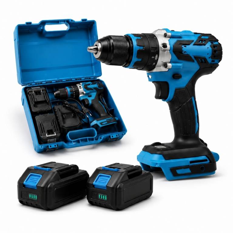 Taladro Profesional con Percutor 13mm con 2 Baterias 21V Y Accesorios