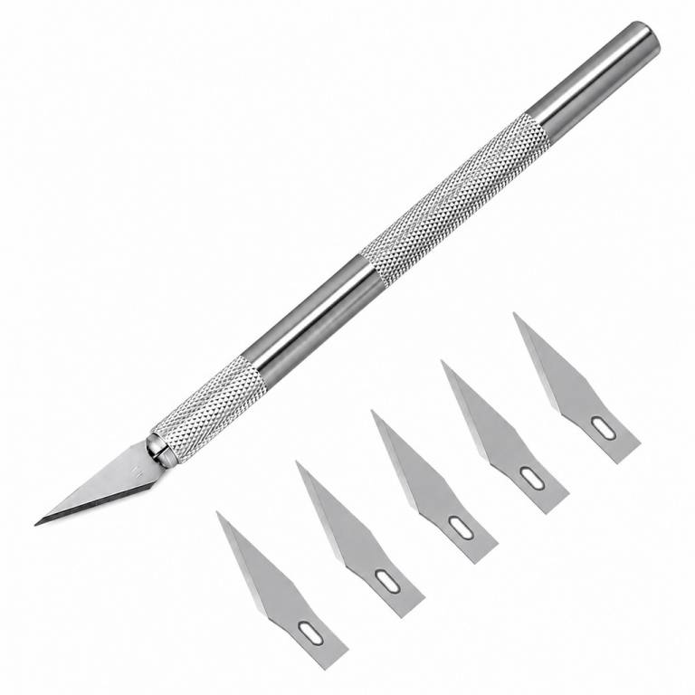 Trincheta Profesional Cortante de Aluminio + 5 Cuchillas Plateado