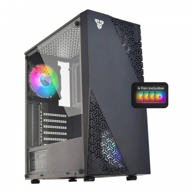 Gabinete Fantech CG-76 Vidrio Templado 4 Fanes RGB Negro (Sin Fuente)