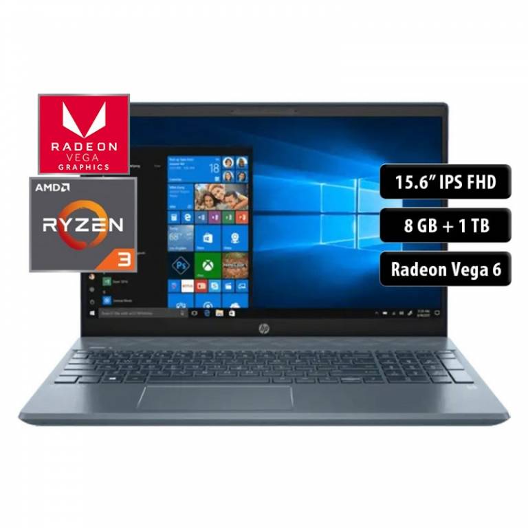 Notebook HP 15-cw1500la, AMD Ryzen 3 3300u, 8GB, 1TB, 15.6 FHD, Win 10