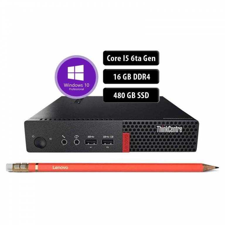 Equipo Lenovo Tiny M710Q, Core i5 6ta, 16Gb, 480GB SSD, Win 10 Pro