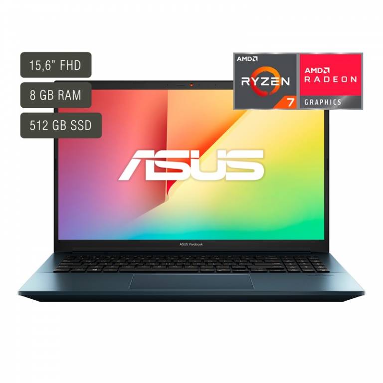 Notebook Asus M3500QA, Ryzen 7 5800H, 8GB, 512SSD, 15.6 Oled, Win 10