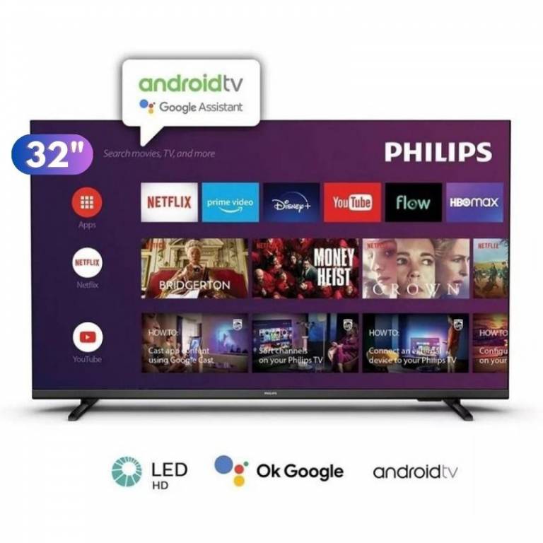 Televisor LED Smart TV Philips 32PHD6947 32 HD Android - 2 USB, 3 HDMI